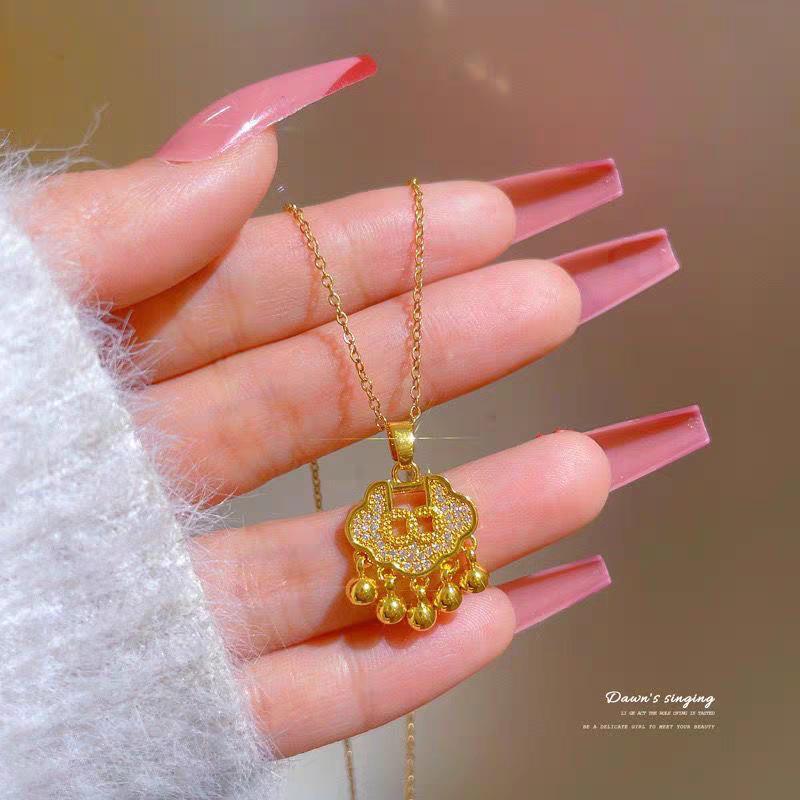 Ruyi Lock Titanium Steel Necklace: Women s Auspicious Clouds, Elegant Fashion Clavicle Chain