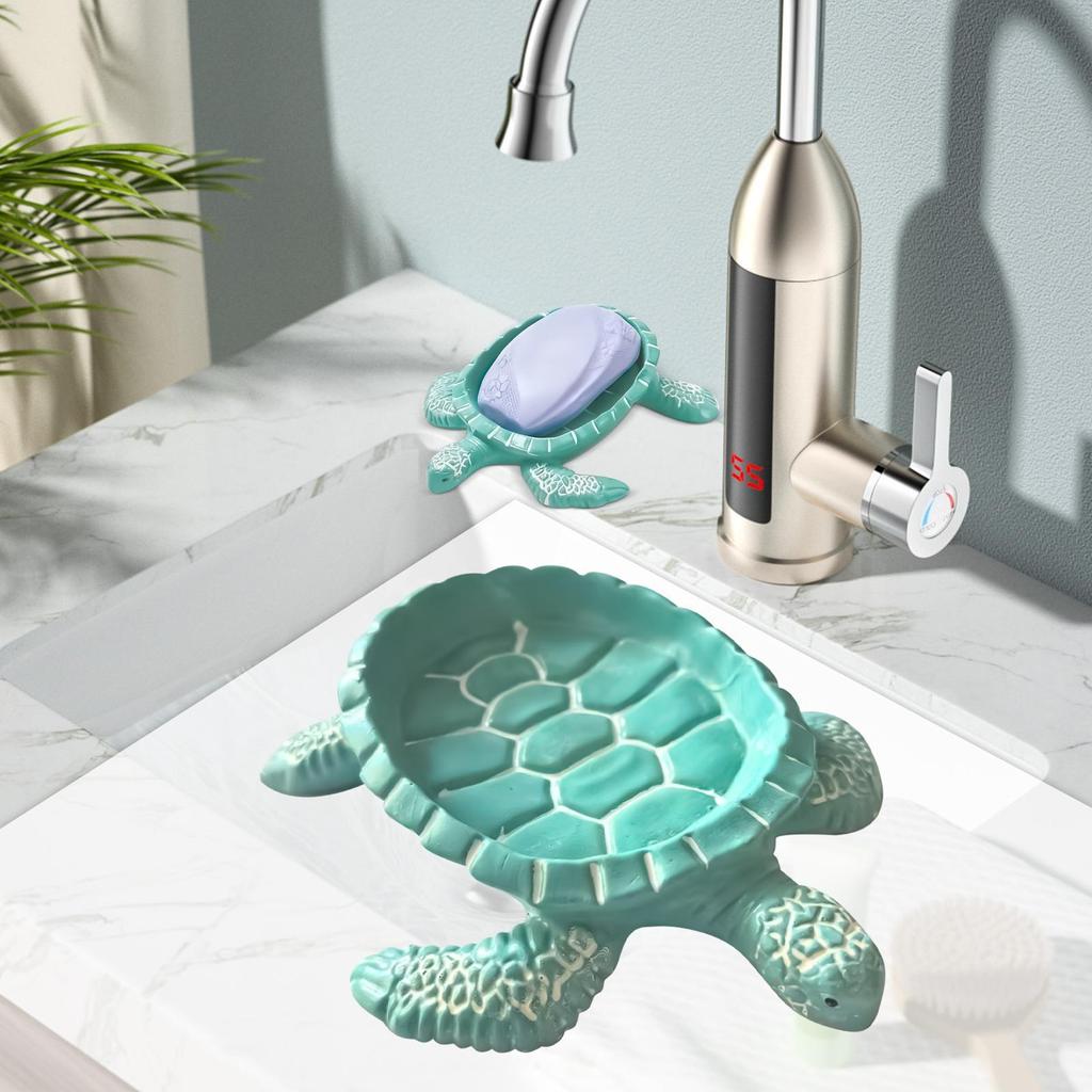 Soap Dish Shower Tortoise Shaped Dispenser Self Draining Soap Container for Kitchen Sink Bathroom Bathtub Home Shower Countertop