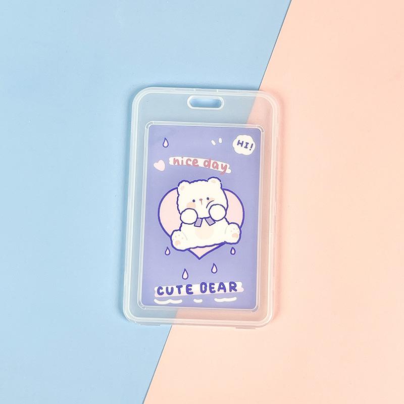 Ins Cute Transparent Lanyard Card Cover Student Bus Cards Case Cartoon Work Card Covers Credit Card Holder Id Holder with Rope