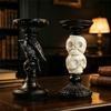 Nuevos adornos de candelabro de cuervo calavera de resina de Halloween, decoraciones para el hogar de estilo oscuro