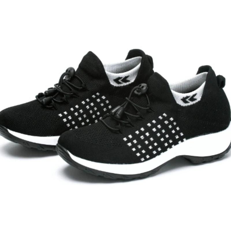 Women Walking Trainers Fashion Fly Weaving Sock Sneakers 2024 Breathe Comfort Nursing Shoes Casual Platform Loafers Non-Slip