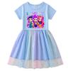 Girls' Kpop Rainbow Sequin Mesh Dress - Long Sleeve, Perfect for Spring & Autumn