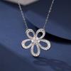 S925 Sterling Silver Niche Light Luxury Full Diamond Large Flower Pendant Collarbone Chain Female Clover Temperament Versatile Necklace 2026