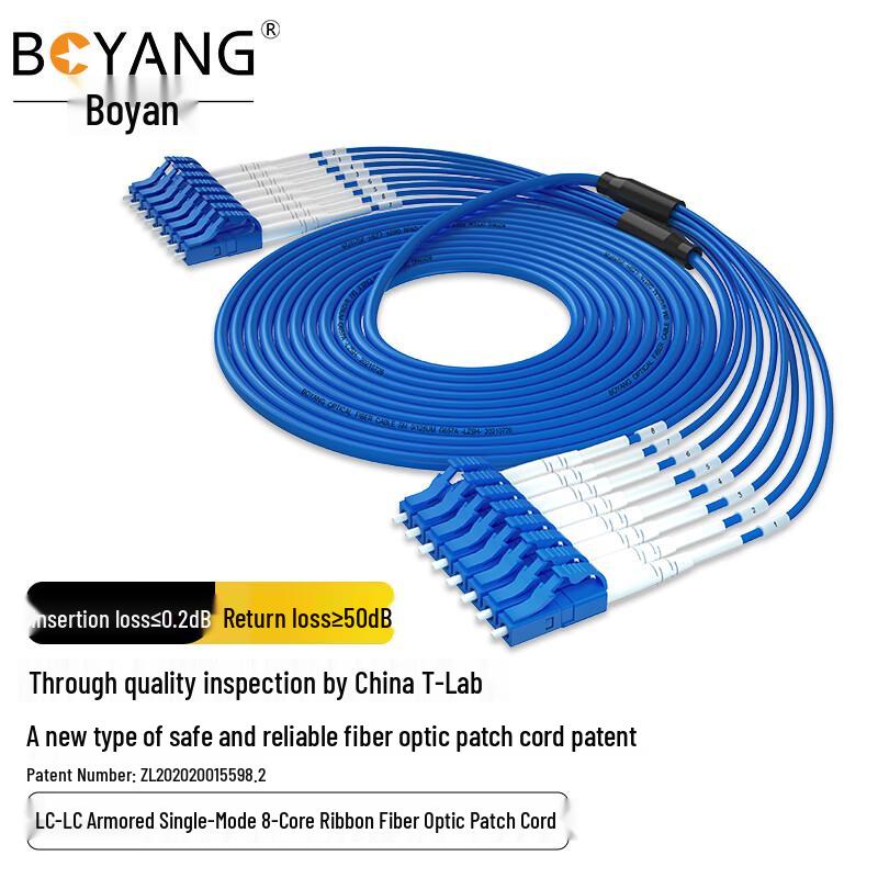 Boyang Telecom-Grade Armored 8-Core Single Mode Fiber Optic Patch Cable