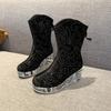 Fashion New Women's Boots with a Wedge Heel Pattern and a Rear Zipper for Height Increase In the Autumn of 2025