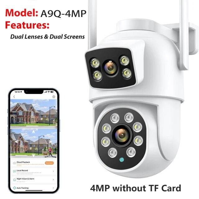 

Нова ЄС 9-мегапіксельна PTZ Wi-Fi камера з подвійним екраном 8-кратним цифровим зумом Виявлення людини Відкритий захист безпеки IP-камера відеоспостереження iCSee 4MP NO SD Card