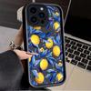 Watercolor Refreshing Lemon Blue Leaves Case for iPhone 17 Air 16 E 15 14 Plus 13 12 Mini 11 Pro Max Silicone Dustproof Cover
