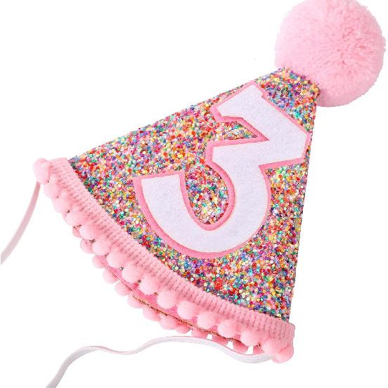 Rainbow Cone Birthday Hat, Glitter Birthday Hat, Perfect Birthday Party Decoration for Boys and Girls