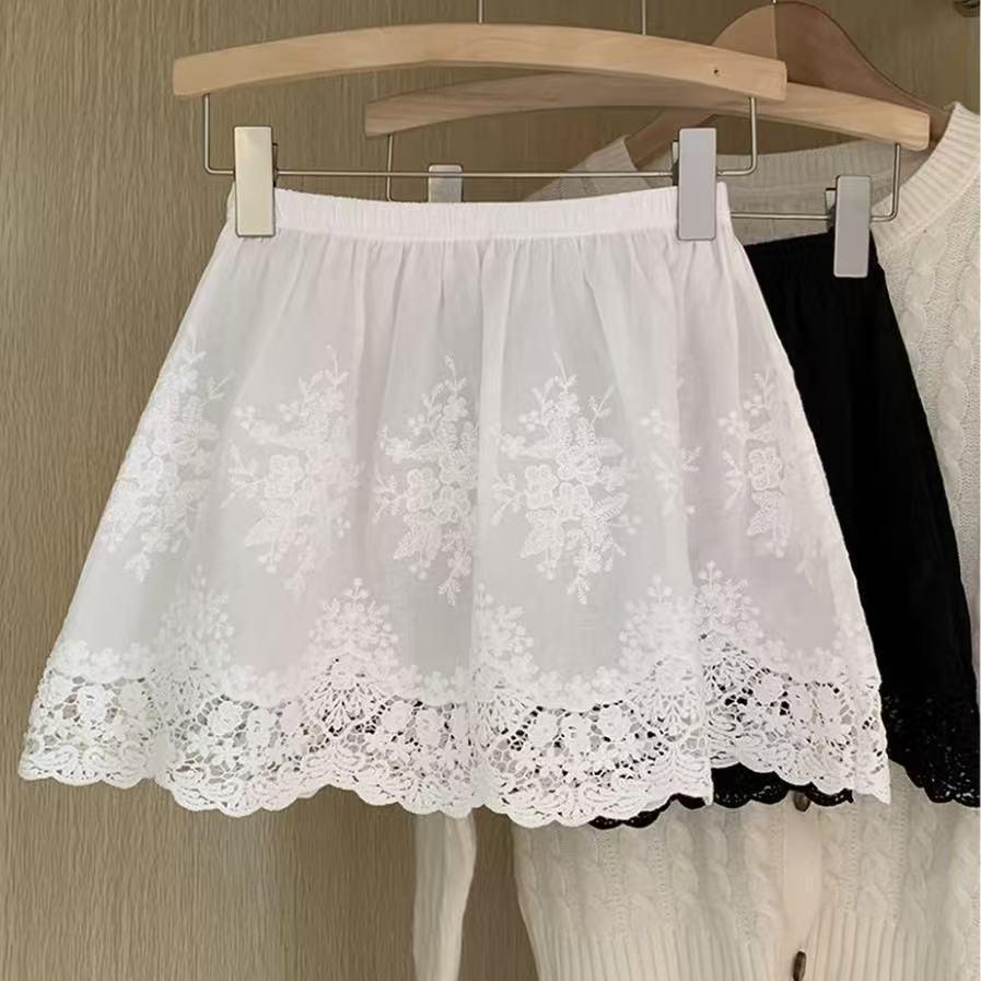Women's High-Waisted French Romantic Lace A-Line Versatile Layering Skirt