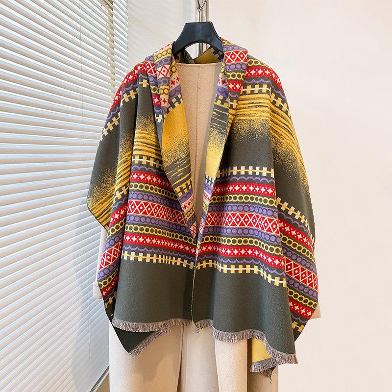 Tassels Thickened Scarfs In Autumn And Winter, With A Loose Shawl, A Sense Of Luxury, A Travel Cape Woman