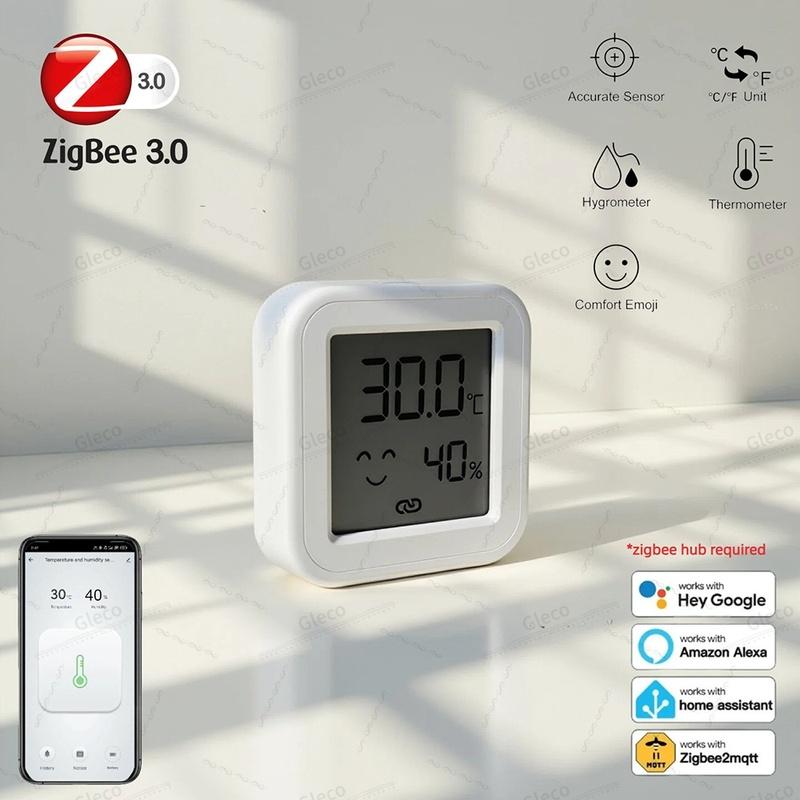 Zigbee Temperature Humidity Sensor Smart Home LCD Screen Thermometer Hygrometer APP Remote Work With Google Tuya Smart Life