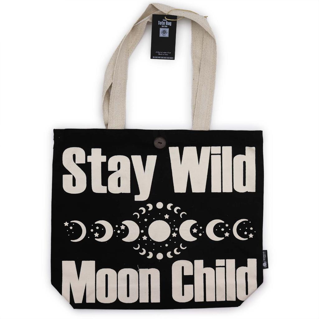 Tote Bag Stay Wild Mood Child Black-Natural 10oz