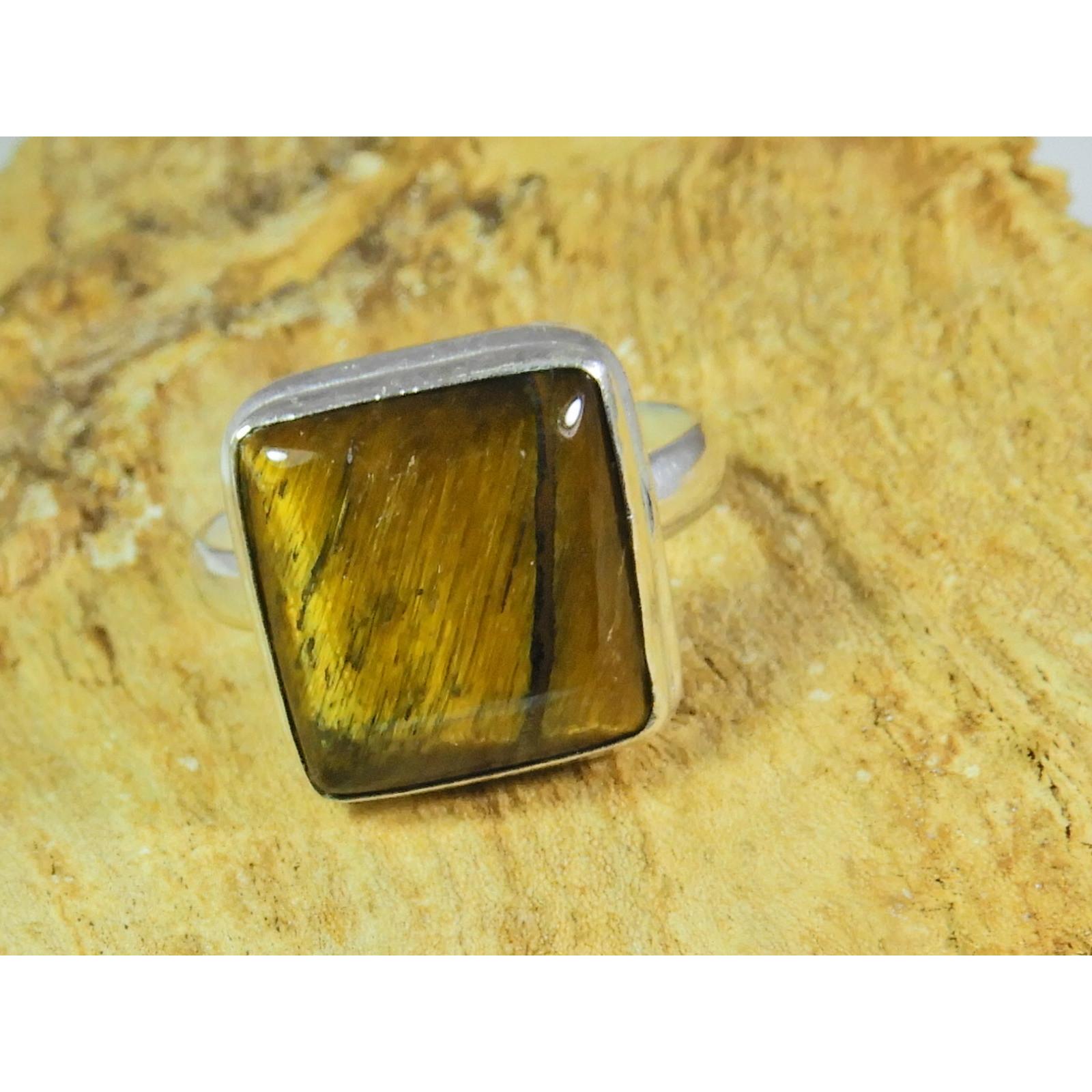 

Natural Tiger Eye 925 Solid Sterling Silver Ring Size US-8.5 PG-215