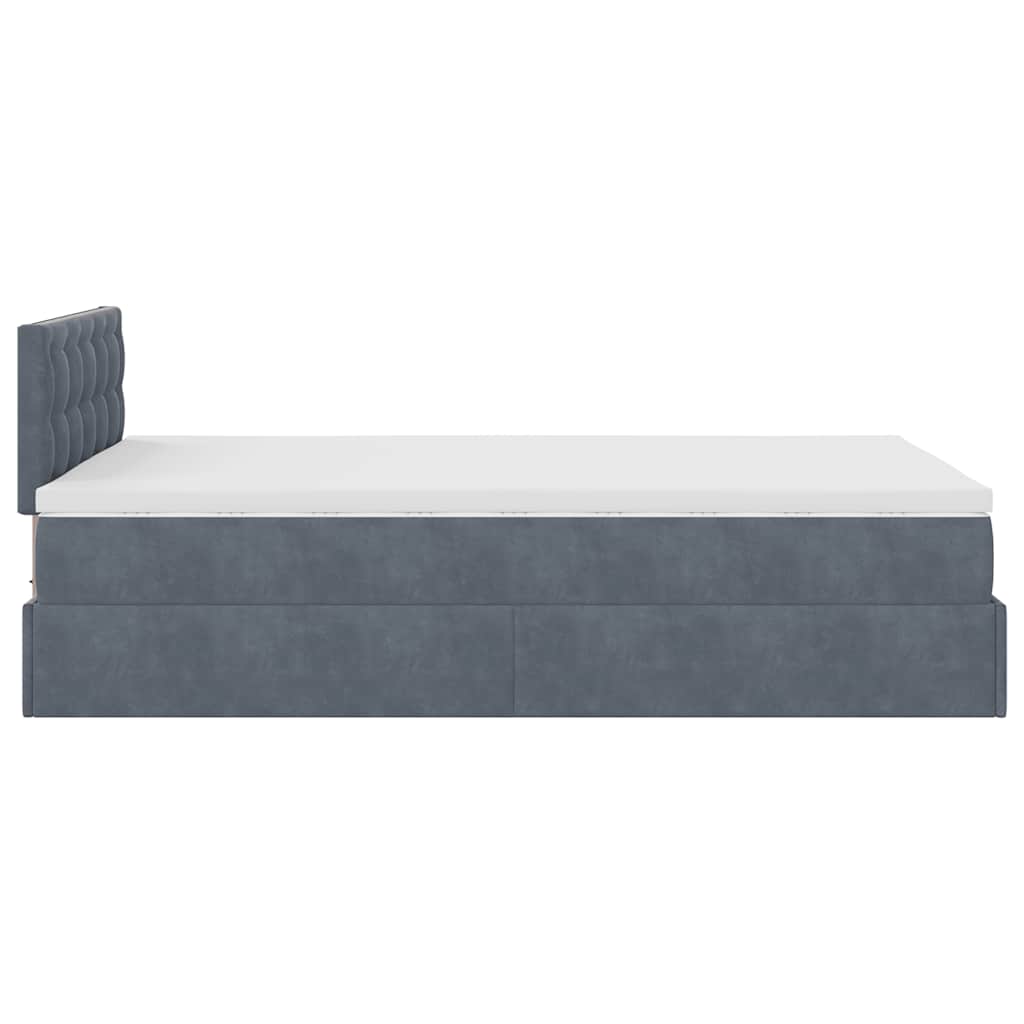 Ottoman Bed with Mattress Dark Grey 120 x 190 cm Velvet