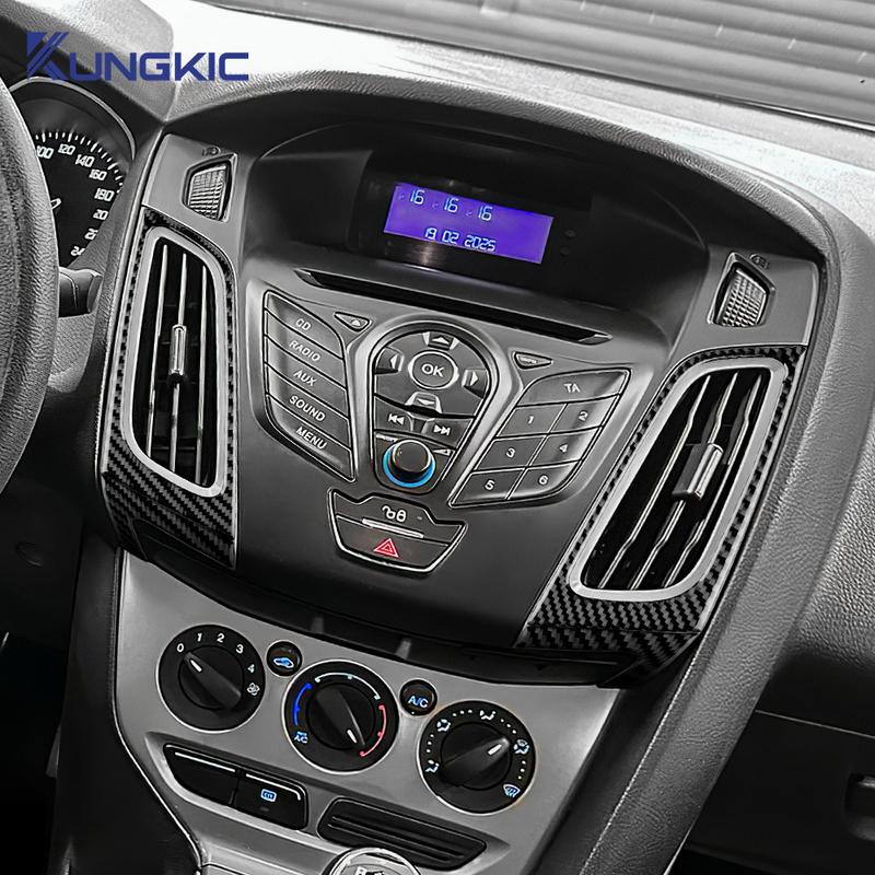For Ford Focus SE ST MK3 2012 2013 2014 Real Soft Carbon Fiber Sticker LHD Car Central Control Air Outlet Frame Trim Accessories