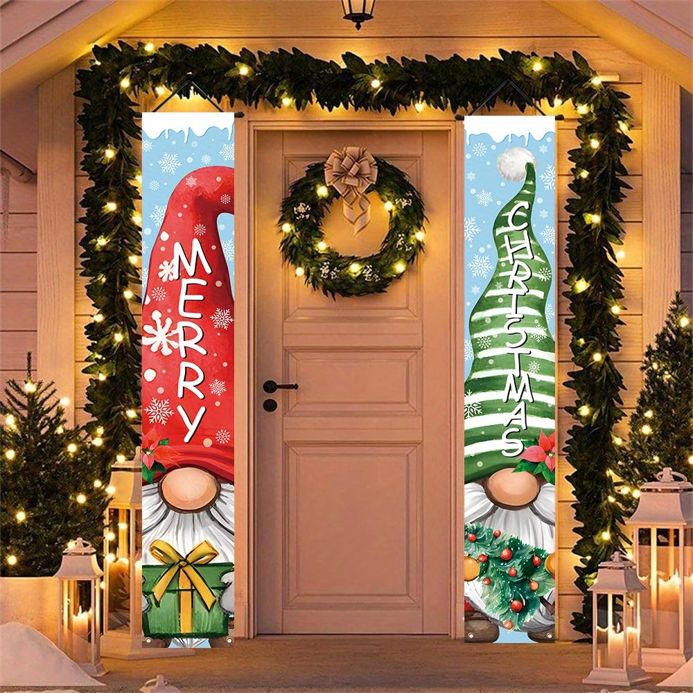 Merry Christmas Porch Sign Carnival 1 Pair Polyester Indoor Outdoor Decor