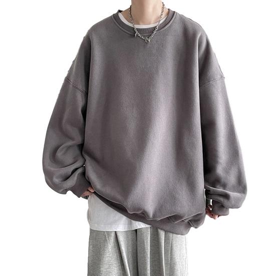 Felpa ampia tinta unita girocollo manica lunga spessa calda morbida unisex casual stile semplice