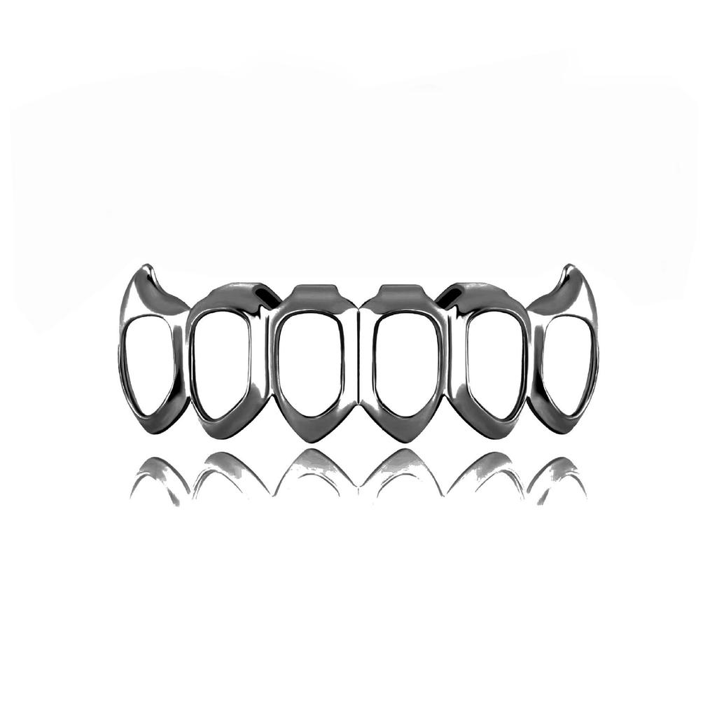 European Six-Tooth & Four-Tooth Hollow Fangs with Flat Teeth Hip Hop Grill Set