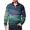 Men's Loose Casual 1/4 Zip Sweatshirt Fashion Printed Long Sleeve Top With Pockets
