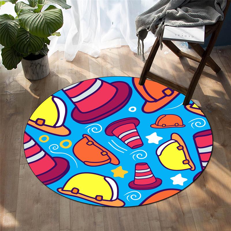 Cartoon-Druck Heimdekoration runder Teppich Wohnzimmermatte Kinderboden runder Teppich Yogamatte Schlafzimmer Gaming-Stuhlmatte