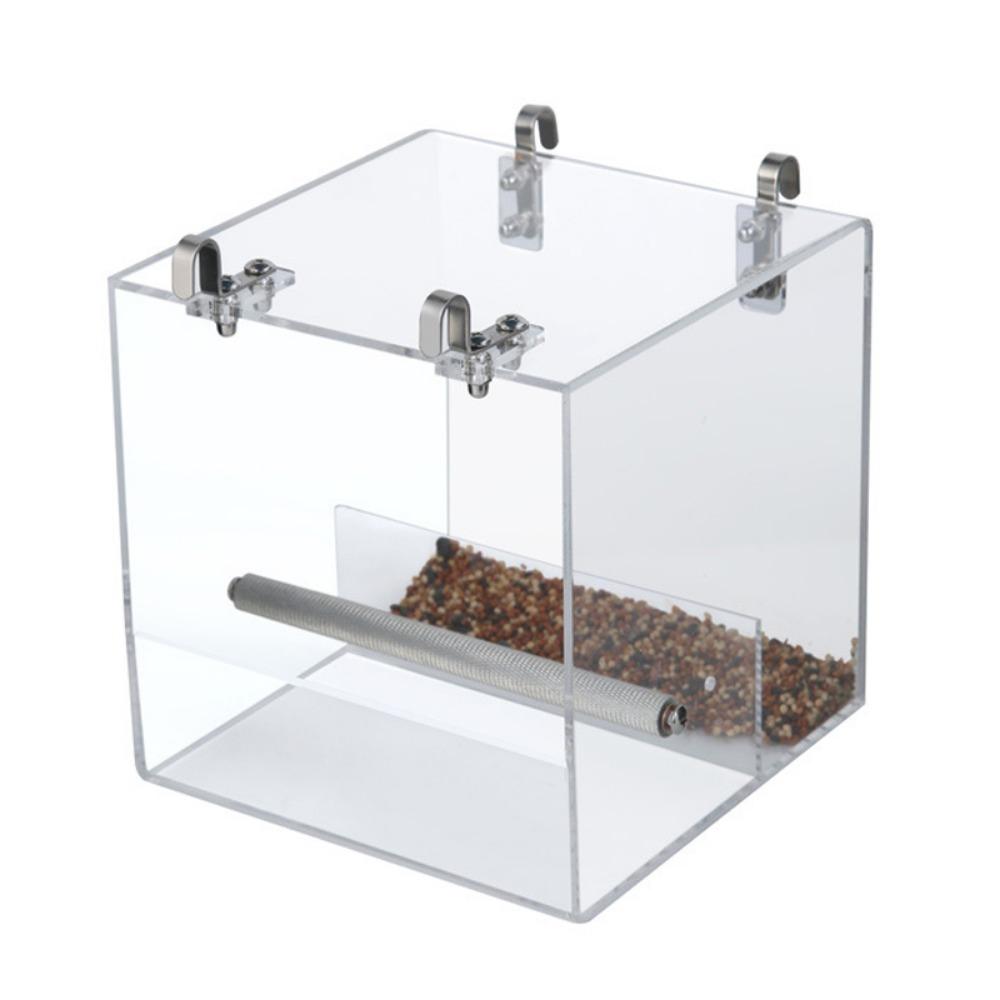 Hanging Acrylic Bird Feeder Spill-proof Cup Parrot Parakeet Tray Bird Automatic Feeder  Cockatiels