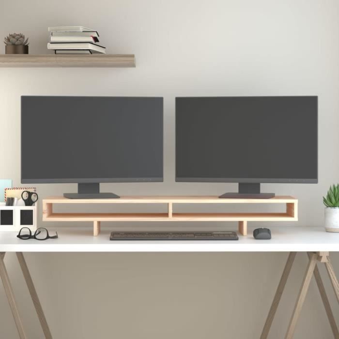 VidaXL Support pour moniteur 100x27x14 cm Bois de pin solide 814004
