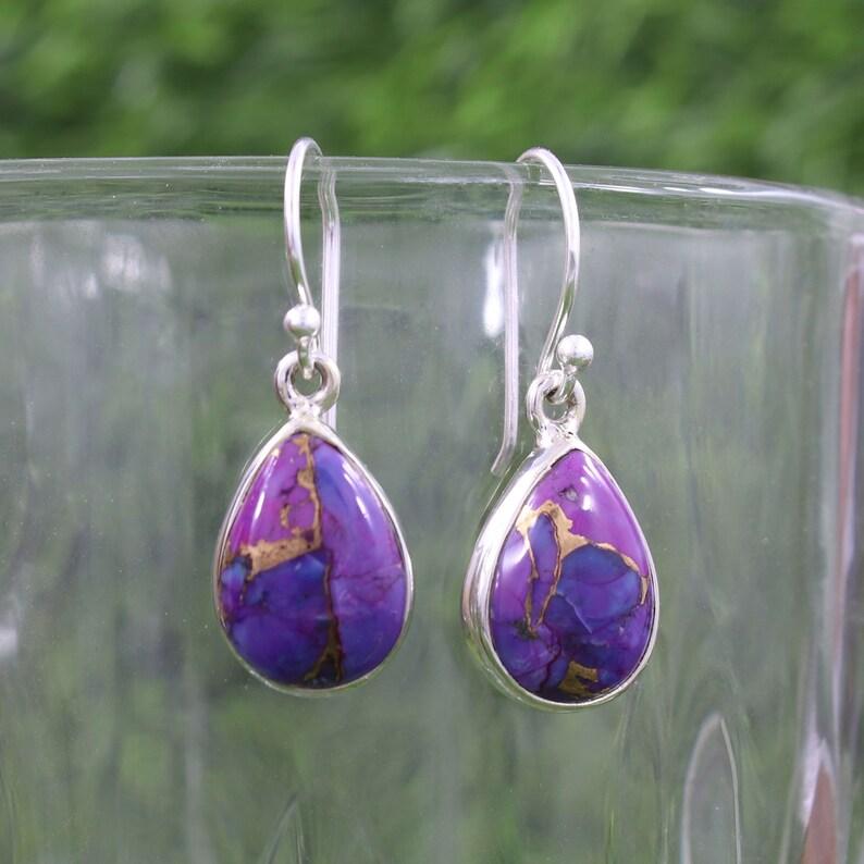 925 Sterling Silver Lab Created Turquoise Gemstone Handmade Earring, Gift For Her, Dangle Earring, Fashion Jewelry