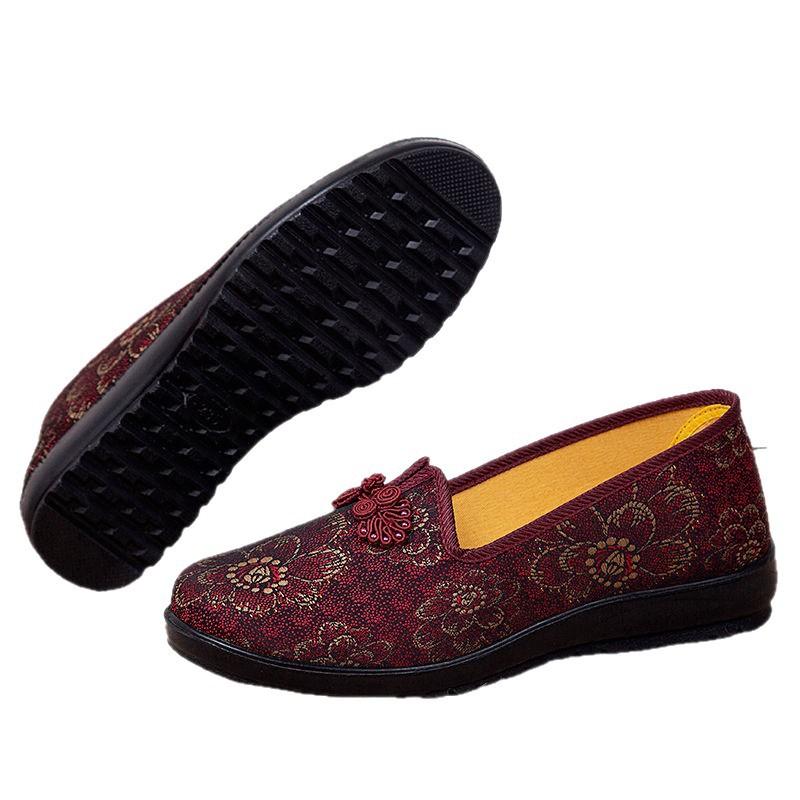 Old Beijing Cloth Shoes Women In the Elderly Mother Shoes 70 Years Old Grandma Shoes 80 Years Old Elderly Shoes Flat Breathable Women's Single Shoes