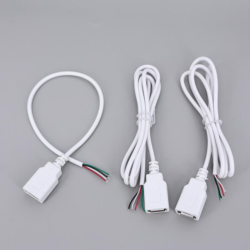 2pin 4Pin 5V USB 2.0 Power Supply Cable Female Male Jack Charging Extension Connector Wire white 0.3m 1m