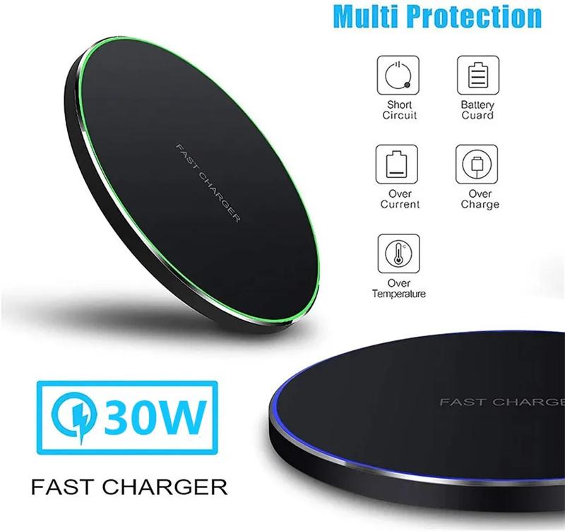 30W Wireless Charger For iPhone 16 15 14 13 12 Pro Max Induction Fast Charging Pad Dock Station For Samsung Galaxy S25 Ultra Xiaomi Huawei