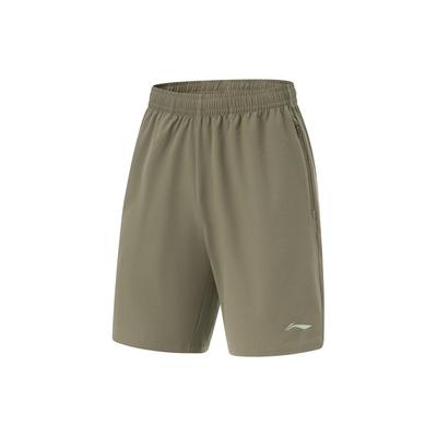 Li Ning Fitness Series Solid Color Low Waist Moisture Wicking Breathable Casual Shorts Men Shorts Military-Green AKSU469-12
