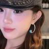 1 pair Hypoallergenic Nickel-Free Celestial Open Hoops Shiny Zircon Studs  Birthday Gift for Her