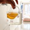 Mocktail Glassware Handmade Glass Purse 550ml Borosilicate Cup Tote Shape Cute Cocktail And Iced Tea Small Bedside Table Vase Multi-purpose