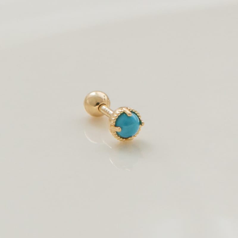LUNNE 14k Turquoise Gemstone Piercing (14k Gold) (Bar Thickness 1mm) #PIB06