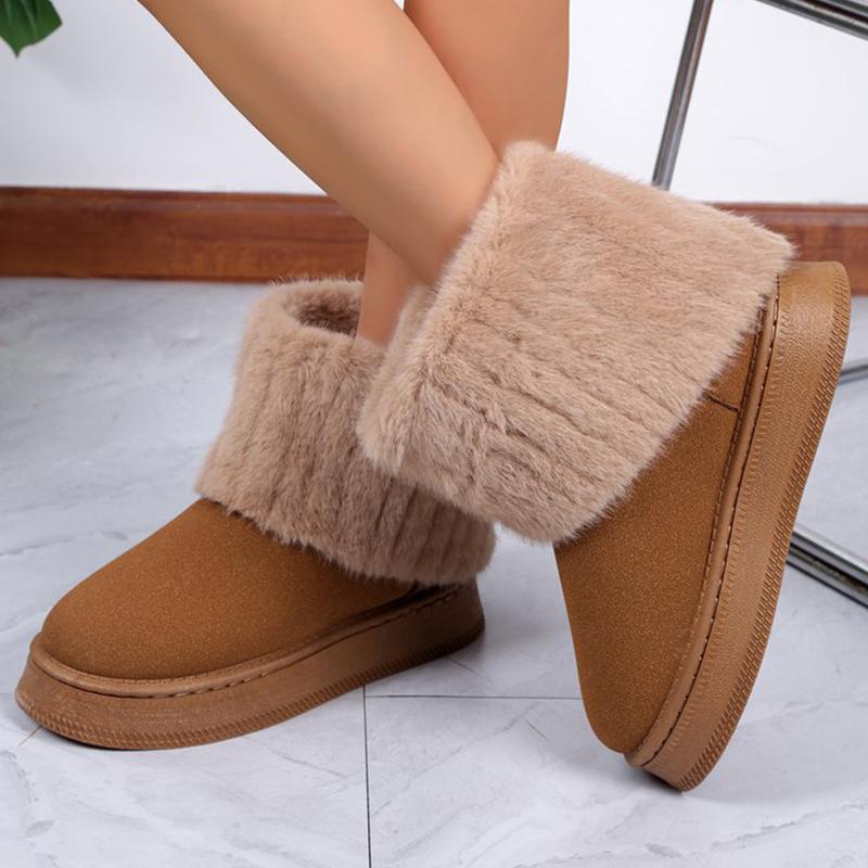 Fashion Winter Short Plush Warm Snow Boots for Women Fashion Camel Faux Fur Snow Boots Woman Non Slip Platform Booties Mujer