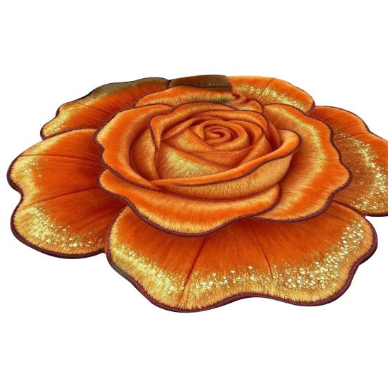 Floral Plush Floor Mat 3D Flower Optical Illusion Rugs Non-Slip Water-Absorbent Bath Mat for Bathroom Bedroom Entrance Vanity Area