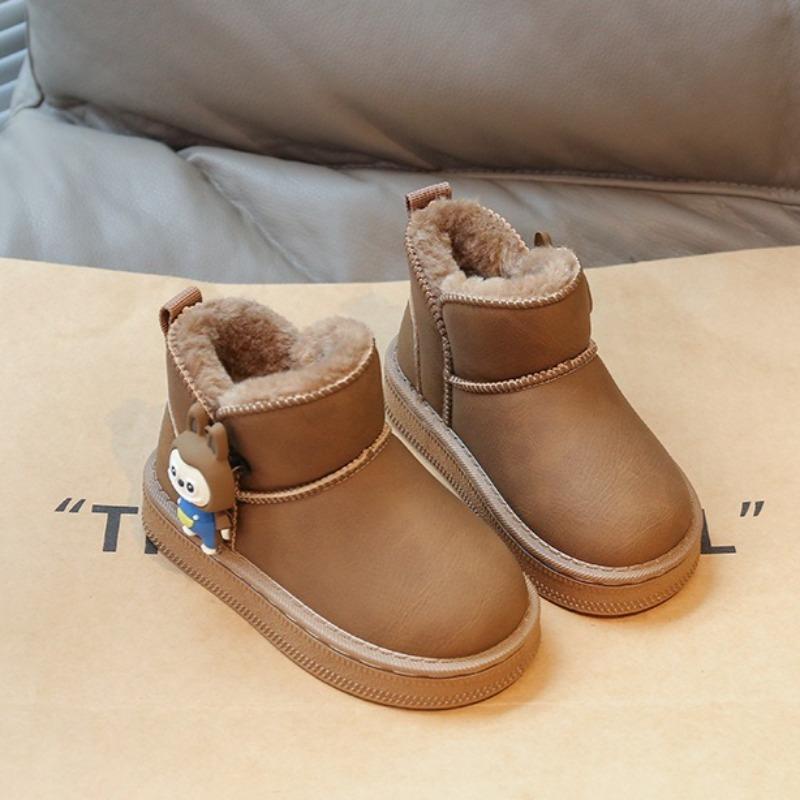 

Теплые зимние ботинки для девочек, укороченные ботинки с меховой отделкой, нескользящая мягкая подошва, хлопковая обувь 32 хаки