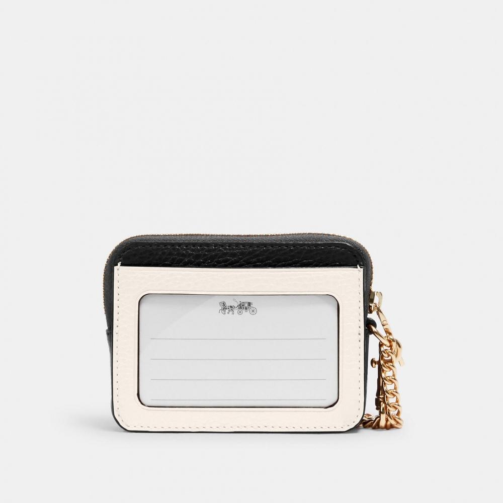 Coach Kartenetui mit Reißverschluss und Farbblockdesign in Goldkreide Multi