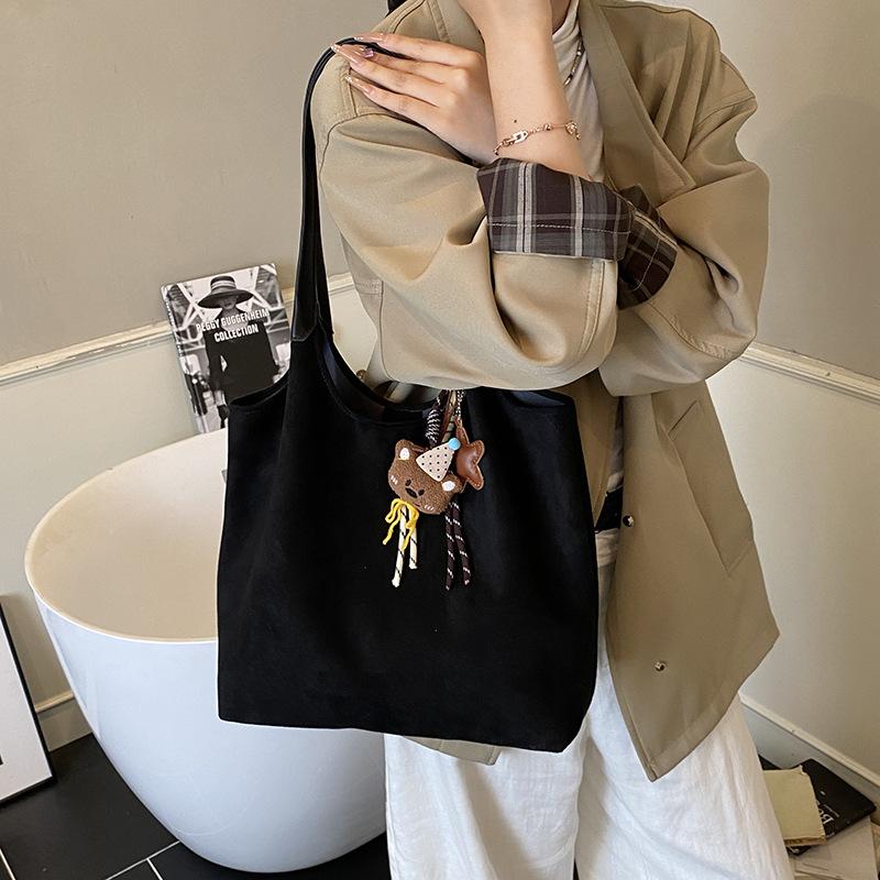 Suede Bag Women's Large Capacity 2025 New Autumn and Winter Versatile Simple Retro Shoulder Bag Commuter Tote Bag