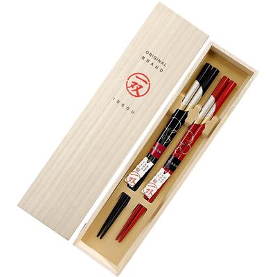 Wajima Lacquer Pair of Paulownia Box Couple's Chopsticks, Yoimachizuki,