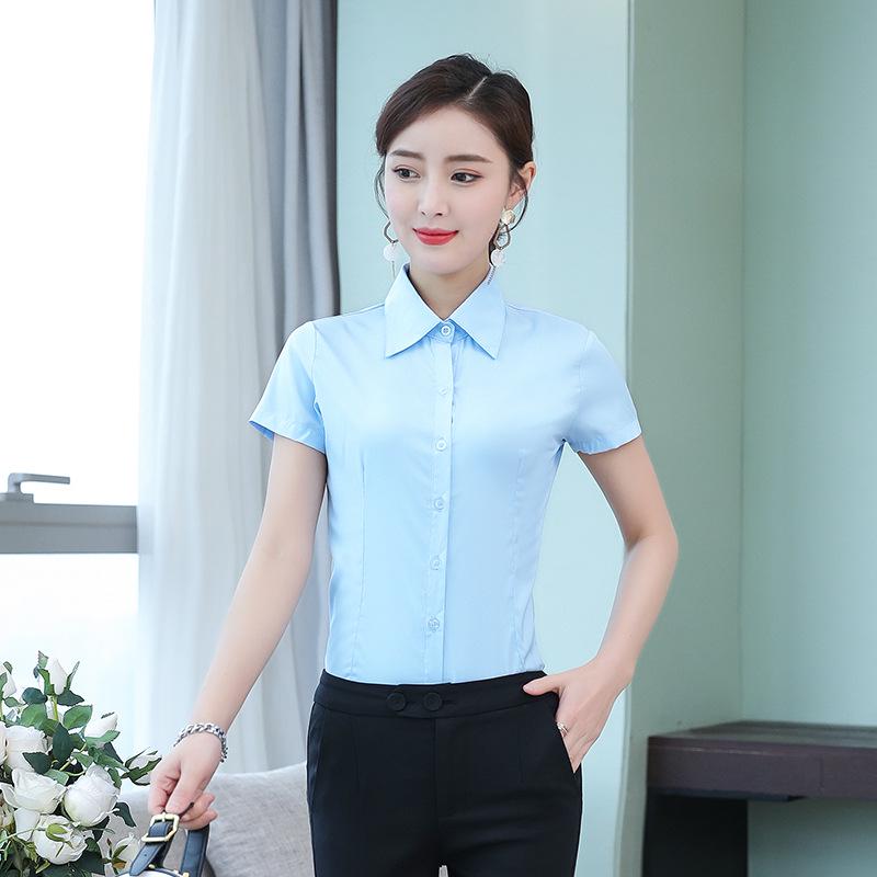 Korean Style Women's White Shirt: Spring/Autumn, Slim Fit, Long/Short Sleeve, Professional Workwear, Plus Size Options