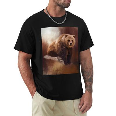 Große Stärke - Grizzlybär Kunst T-Shirt Lustige Anime Grafik Shirts Niedliche Kleidung Herren T-Shirts Top Qualität