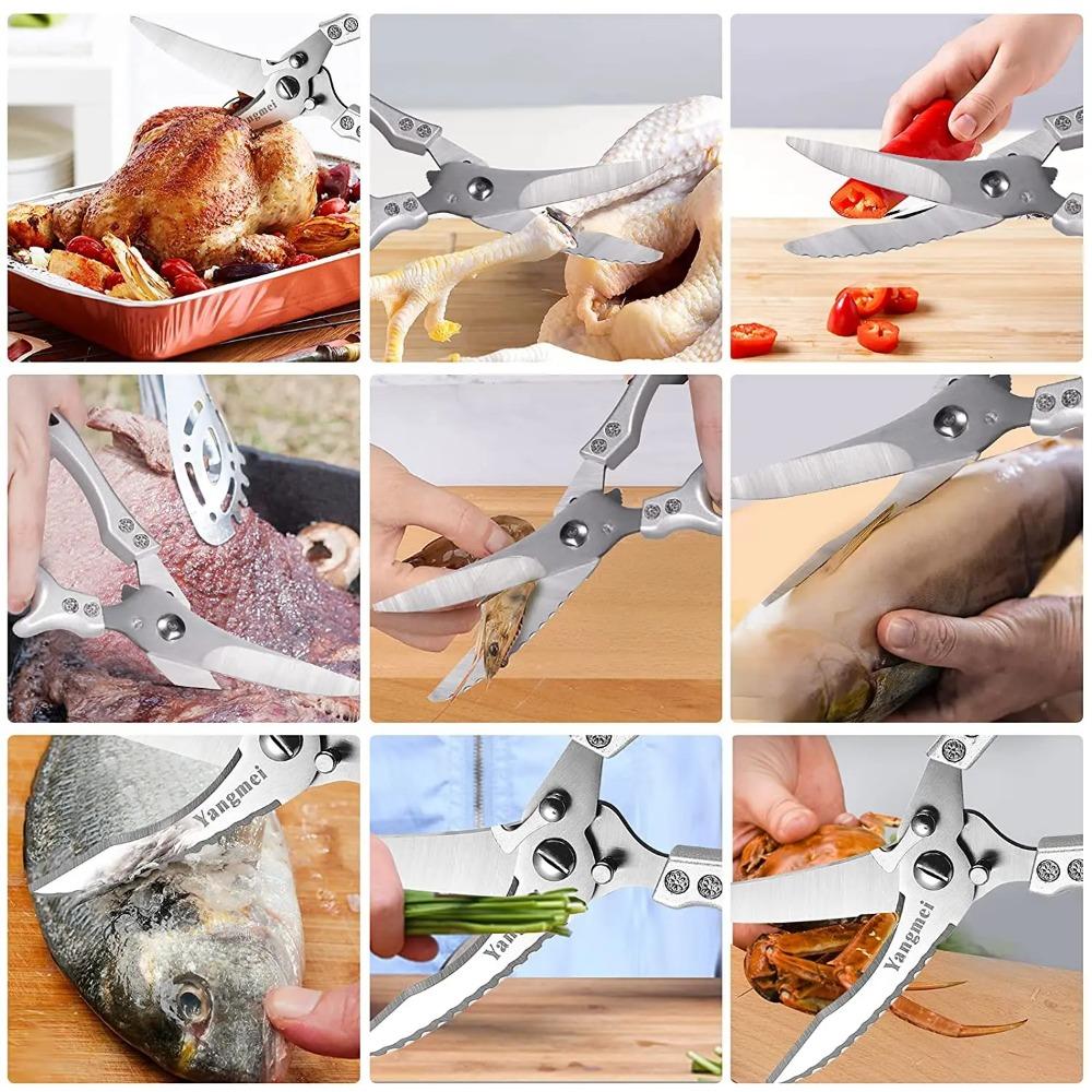 Chicken Bone Kitchen Scissors Kitchen Shears Duck Fish Cutter 4Cr13 Stainless Steel Scissors Scale Clean Cook Scissors Knife