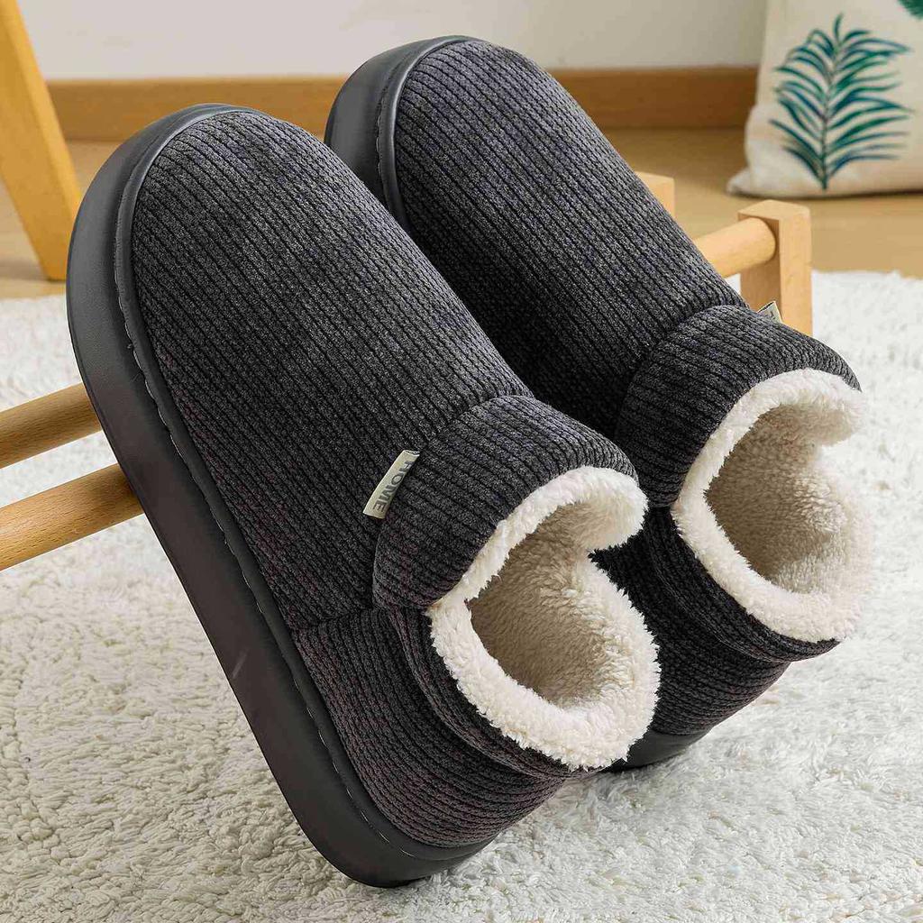 High-top cotton slippers bag heel winter new non-slip and windproof outer wear warm and velvet platform cotton shoes