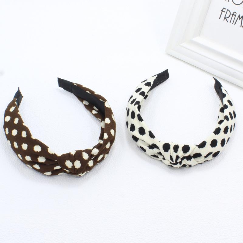 Modisches Damen-Stirnband mit Polka-Dots-Print und zentraler Schleife, Haarband für Damen und Mädchen, Tägliches Haarreif-Accessoire