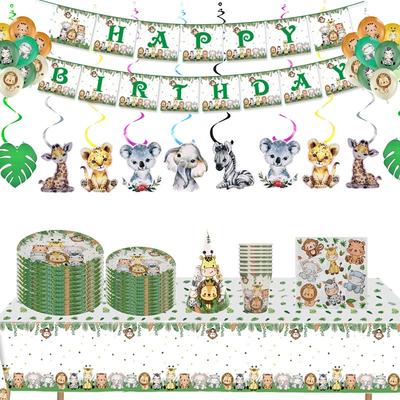 Jungle Animal Birthday Party Decoration Zoo Party Supplies Paper Plates Tissue Paper Cups Tablecloths Birthday Festival