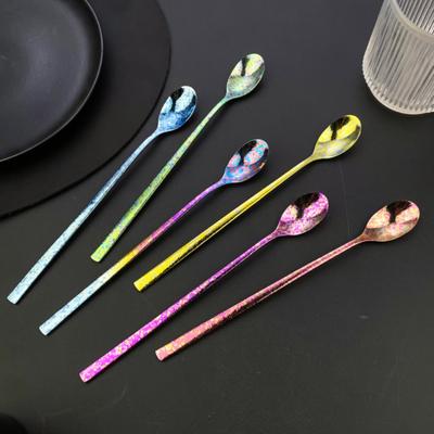 Stirring Spoon Extended Handle Titanium Stirring Spoon Milk Tea Coffee Dessert Ice Cocktail Spoon Kitchen Tool
