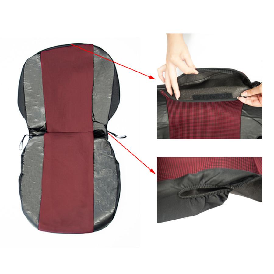 2PCS Grey Front Seat Cover Polyester+Artificial Leather Universal For Truck