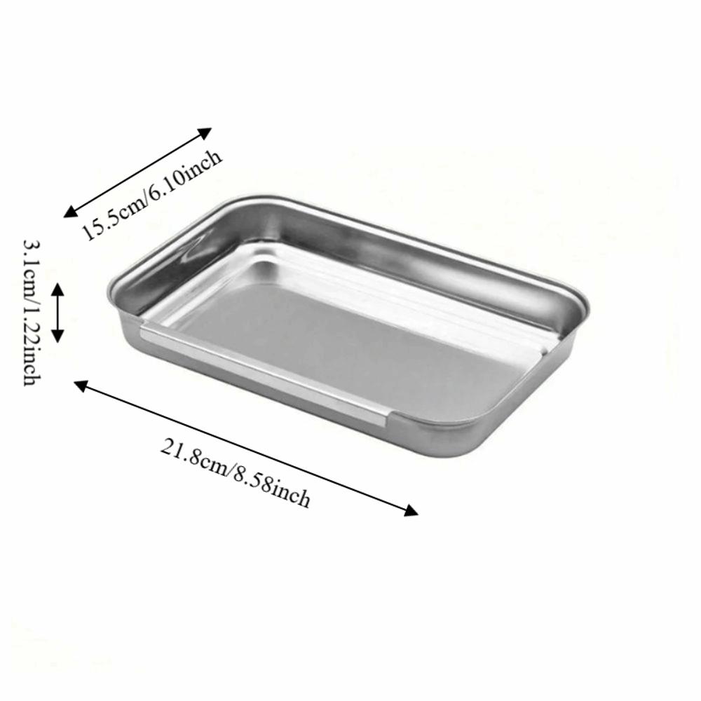 3PCS Interlocking Stainless Steel Breading Trays Set Rectangular Heat-resistant Coating Trays Stackable Rust-proof