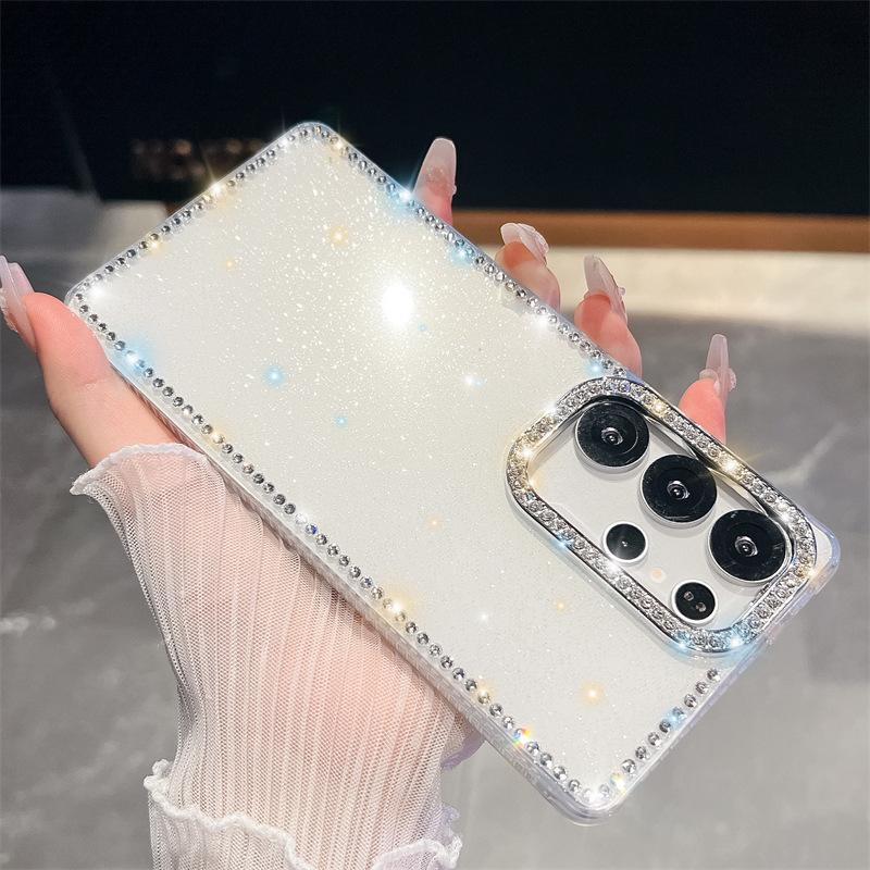 

Side Diamond Glitter Powder Imd Hard Shell Suitable for Samsung S25S24S23 Ultra Diamond Set Fashionable Mobile Phone Case A16 A56 Women iPhone16ProMax